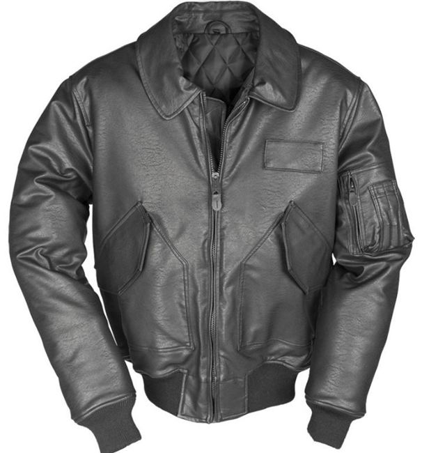 US BLACK CWU FLIGHT JACKET IMIT. LEATHER