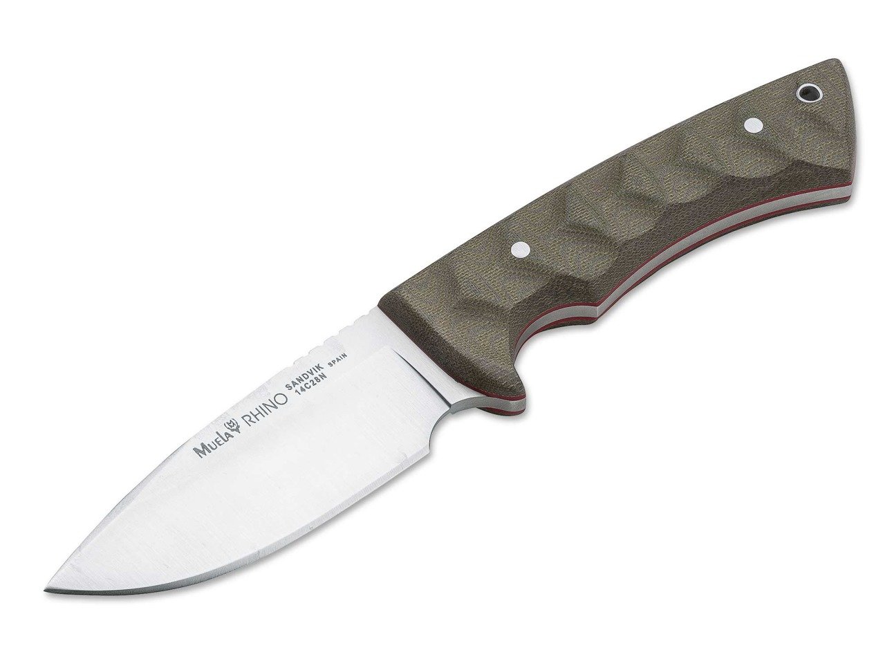 Muela Rhino Micarta Green Knife | Knives \ Fixed Blade Knives \ Muela ...