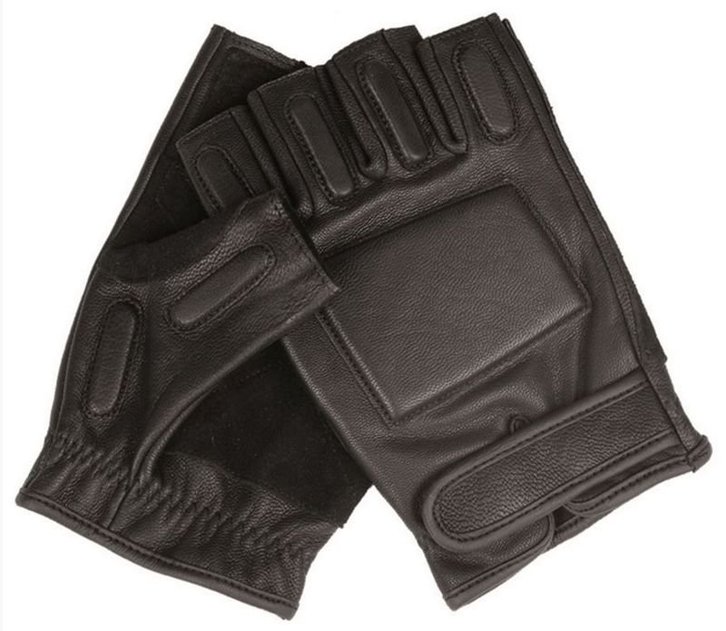 SEC BLACK LEATHER FINGERLESS GLOVES, Apparel \ Gloves & Mittens \ Fingerless  Gloves , Army Navy Surplus - Tactical, Big variety -  Cheap prices