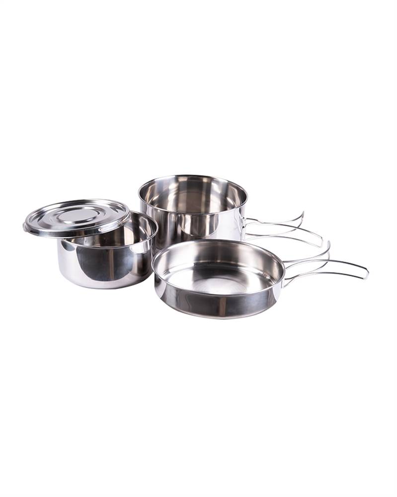 Stainless Steel Camping Cookware Set, 4-piece Camping Pot Pan Set