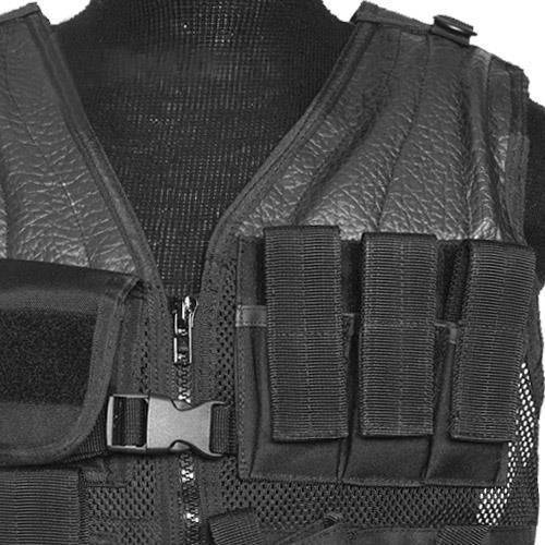  POLICE TACTICAL VEST - WITH NET AND BELT - BLACK