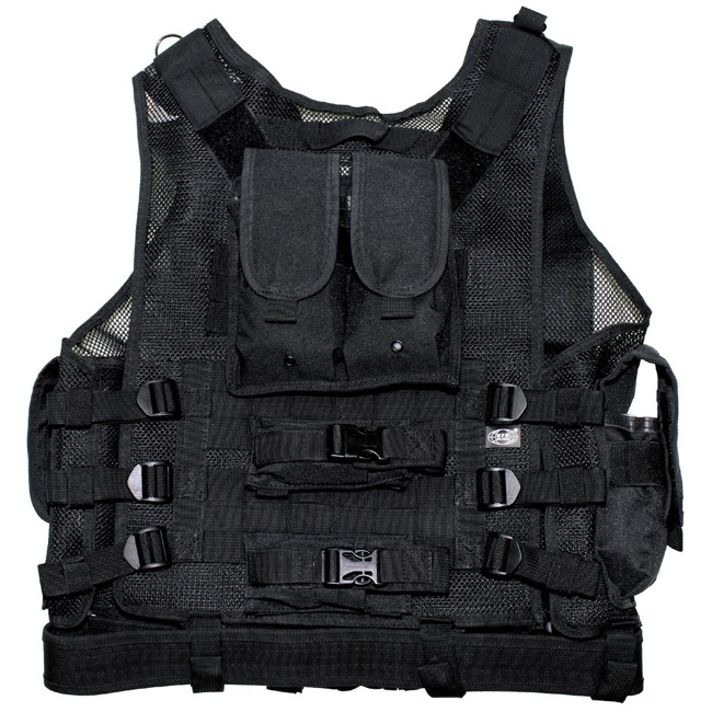  Vest, "USMC", with belt, holster, var. pouches, Black