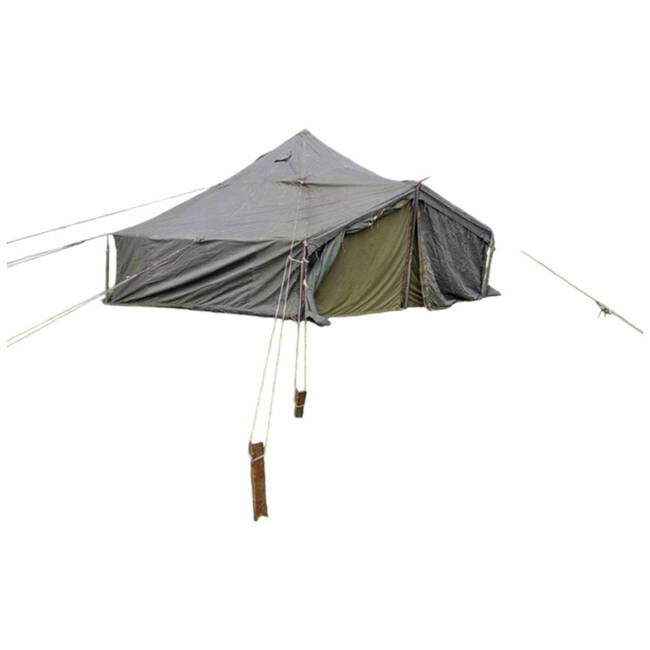 10-PERSON TENT WITH TELESCOPIC POLE AND ANCHORING PEGS - US MILITARY SURPLUS - USED 