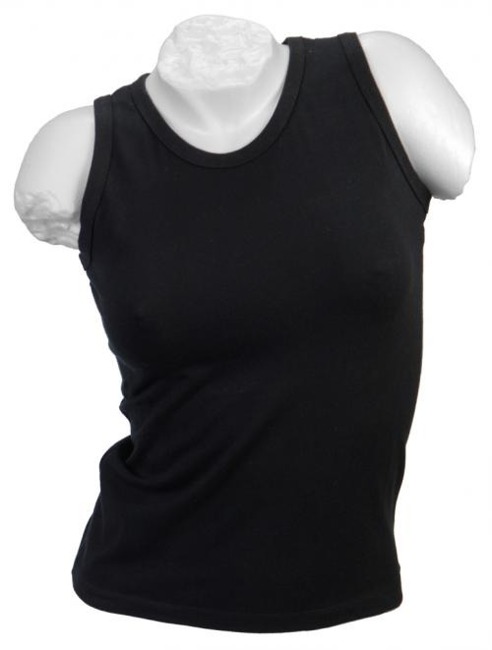 BLACK LADIES STRETCH TANK-TOP