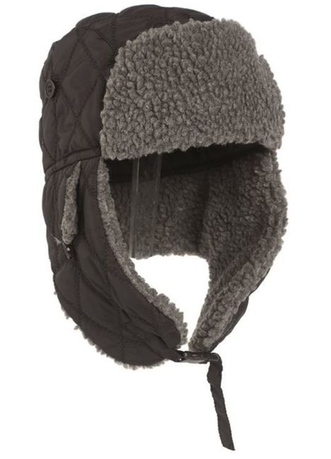 BLACK WINTER CAP WITH FAUX-FUR