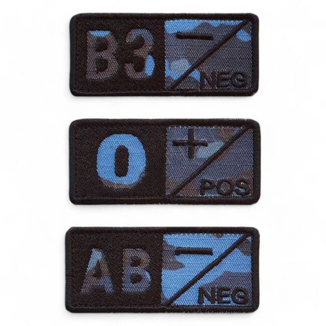 BLOOD GROUP AB4- badge embroidered on combat naval forces (navy) with black thread - hook and loop application - 7 x 3,5 cm