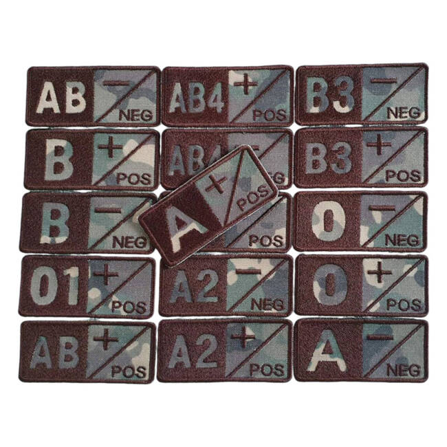 BLOOD GROUP AB4- badge embroidered on land forces support with brown thread - hook and loop application - 7 x 3,5 cm