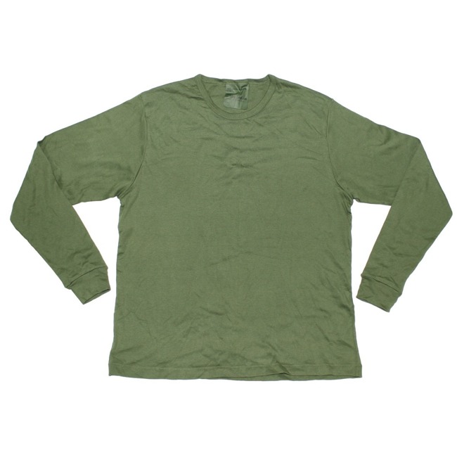 BRITISH UNDERSHIRT - LONG SLEEVE - OD GREEN - MILITARY SURPLUS - USED