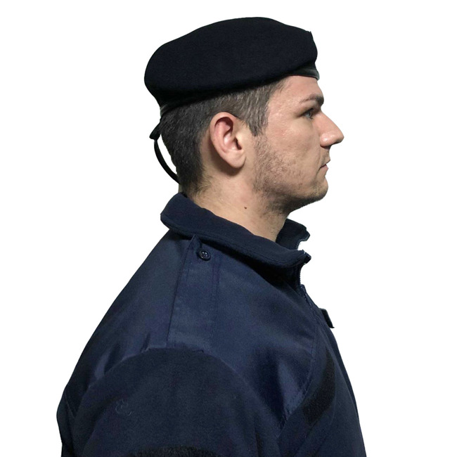 Beret with velcro Insignia - black - leather on the sides