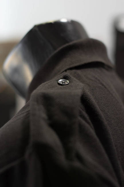 Black polo shirt with short sleeves and epaulettes for LOCAL POLICE