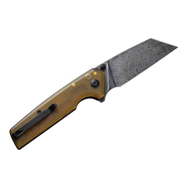 DAMASCUS KNIFE AMIRITE 4 REVERSE TANTO ULTEM AMBER - CIVIVI