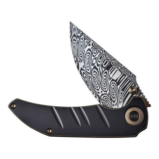 DAMASCUS KNIFE RIFF-RAFF BRONZE & BLACK TITANIUM - WE KNIFE