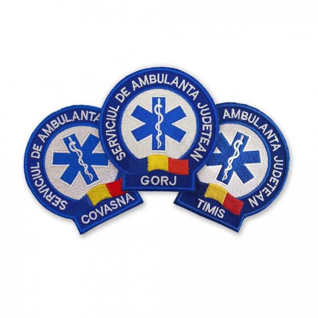 EMBLEMA AMBULANTA SAJ MANECA, CU APLICARE PRIN COASERE - BACAU