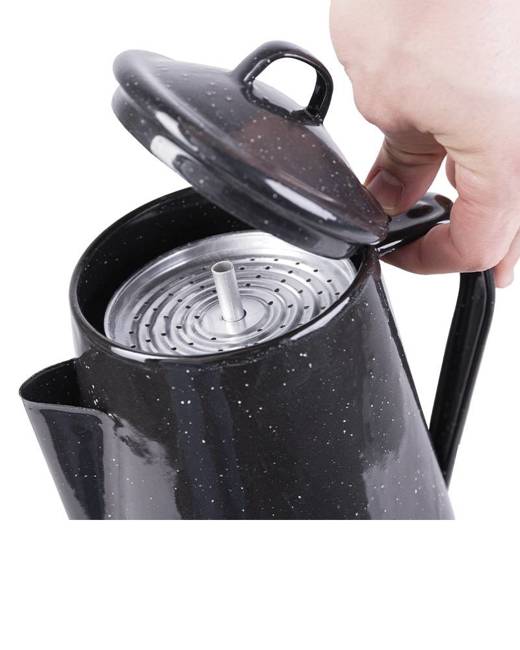 ENAMELLED COFFEE POT WITH PERCOLATOR - Mil-Tec® - BLACK