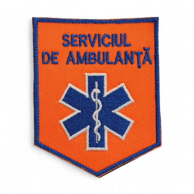 Emblema ambulanta maneca, fara numele judetului cu aplicare prin coasere