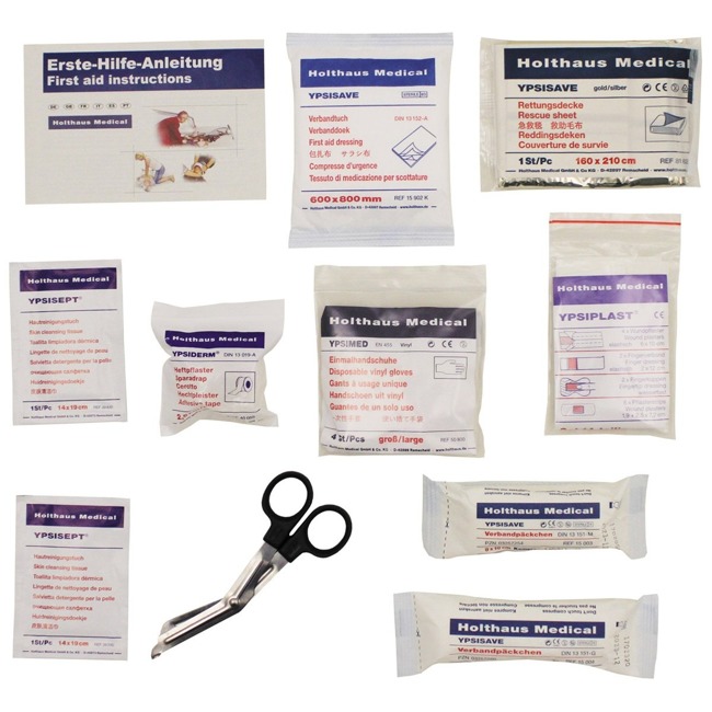 First aid filling assortment, HOLTHAUS, 37 pcs., DIN 13164