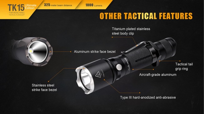 Flashlight Fenix TK15UE, water resistant