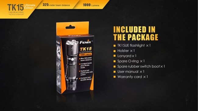 Flashlight Fenix TK15UE, water resistant