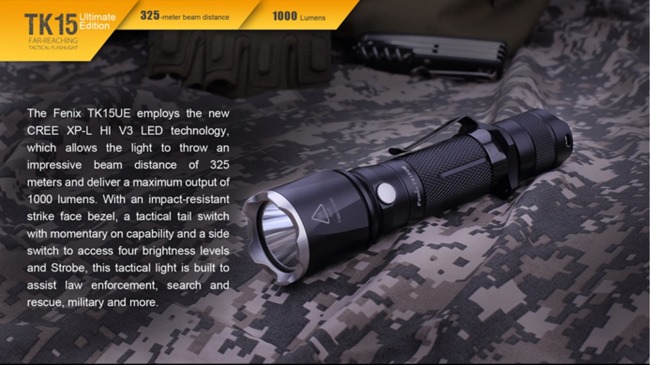 Flashlight Fenix TK15UE, water resistant