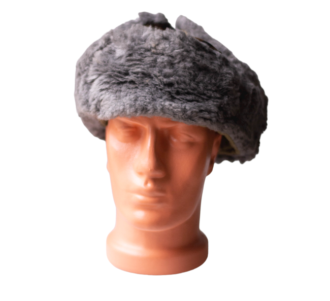 Fur hat, Cold War era, Romanian Army Surplus - GREY/CAMO