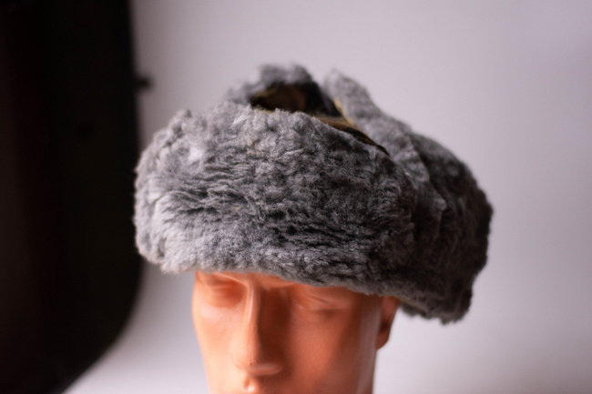 Fur hat, Cold War era, Romanian Army Surplus - GREY/CAMO