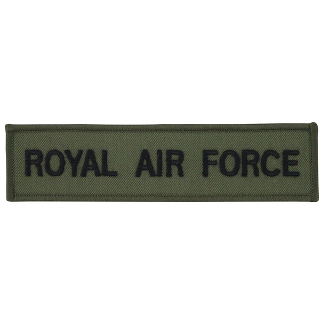 GB Patch, "ROYAL AIR FORCE", OD green, like new 14 x 3,5 cm