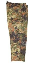 GERMAN ARMY FIELD PANTS - 5 COLORS FLECKTARN CAMO - MILITARY SURPLUS - USED - ONLY SMALL SIZES