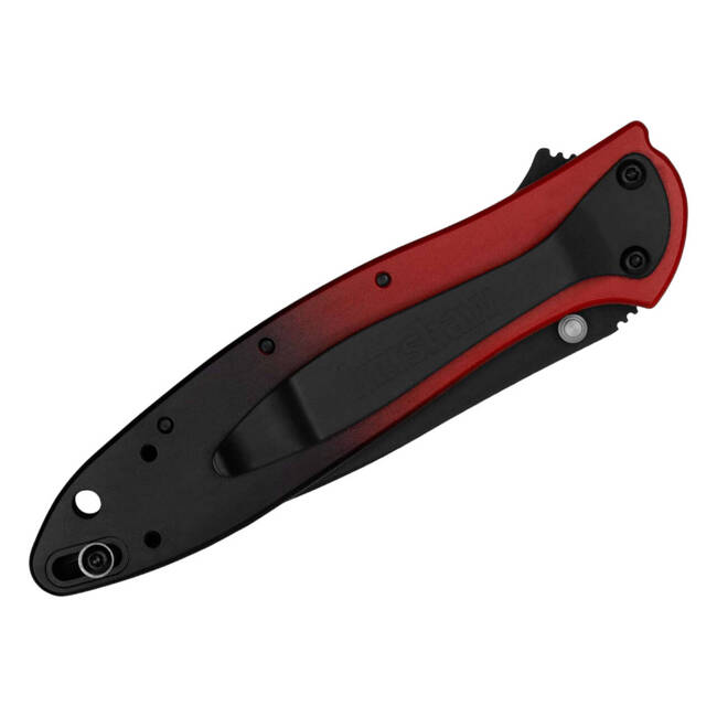 KNIFE WITH ASSISTED OPENER LEEK ALUMINUM GRADIENT WITH BLACK BLADE - RED/BLACK - KERSHAW