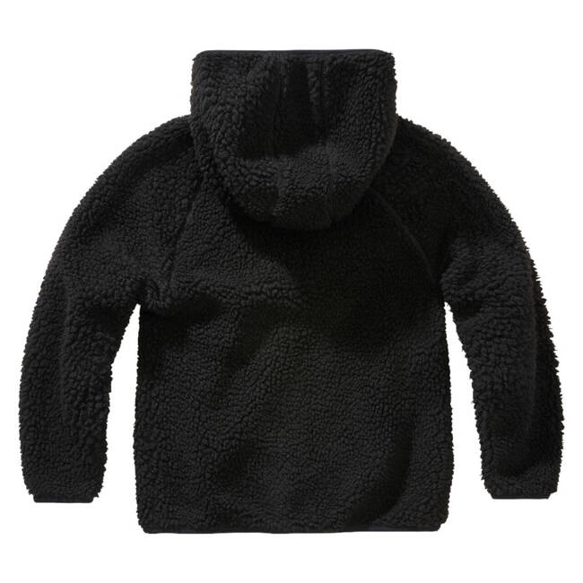 Kids hooded Teddyfleece jacket - black - Brandit