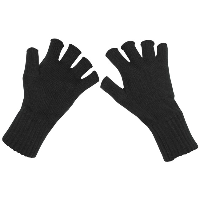 Knitted gloves, black, without fingers