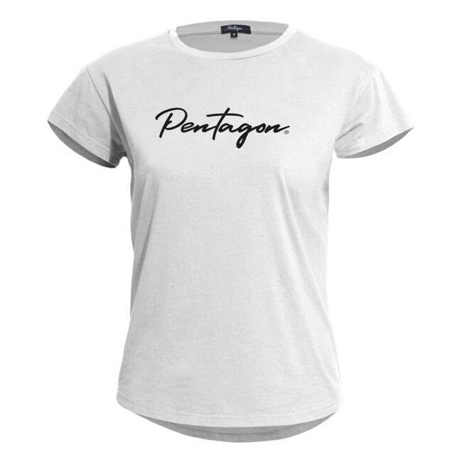 LADIES WHISPER T-SHIRT - CALLIGRAPHY - WHITE - PENTAGON