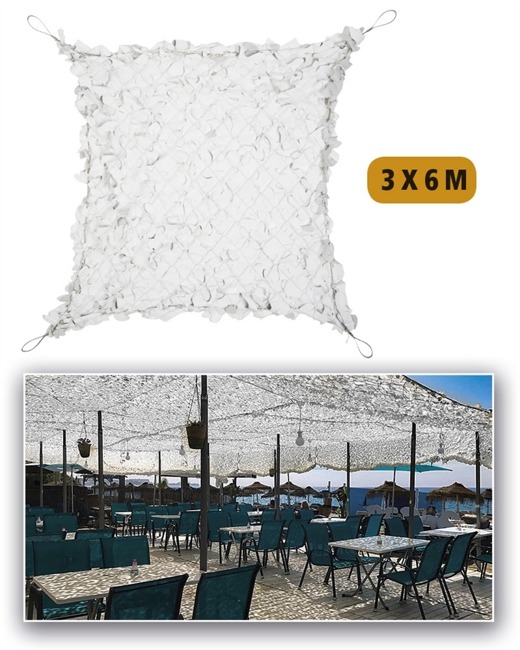 LEAF NETTING FOR SUN PROTECTION - RIP-STOP FABRIC - Mil-Tec® - WHITE - 3 x 6 M