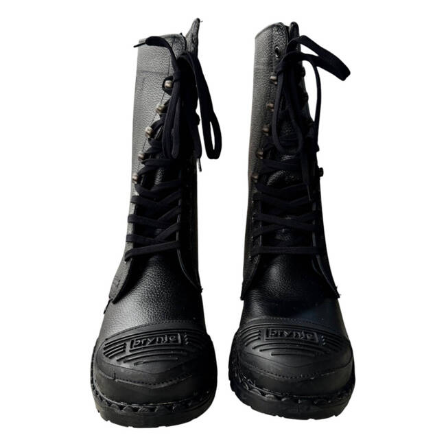 LEATHER BOOTS WITH RUBBER SOLE - BRYNJE - DANISH ARMY SURPLUS - BLACK - LIKE NEW