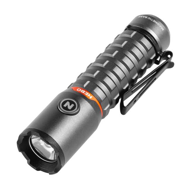 LED flashlight Nebo Torchy 2K, battery, 2000lm, 3 brightness steps, turbo function and flashing light, aluminum, IP66, grey