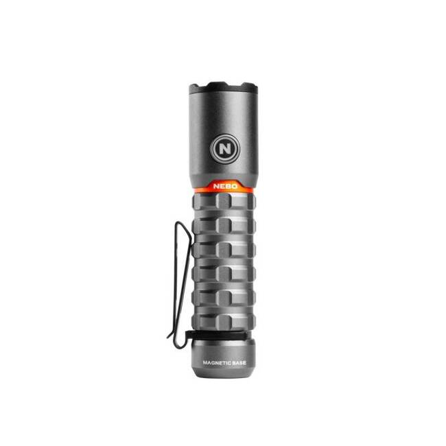 LED flashlight Nebo Torchy 2K, battery, 2000lm, 3 brightness steps, turbo function and flashing light, aluminum, IP66, grey