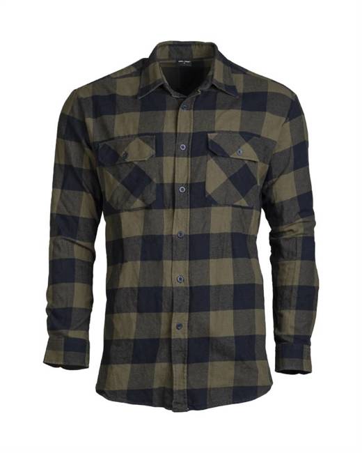 LIGHT FLANNEL SHIRT - Mil-Tec® - BLACK/OD GREEN