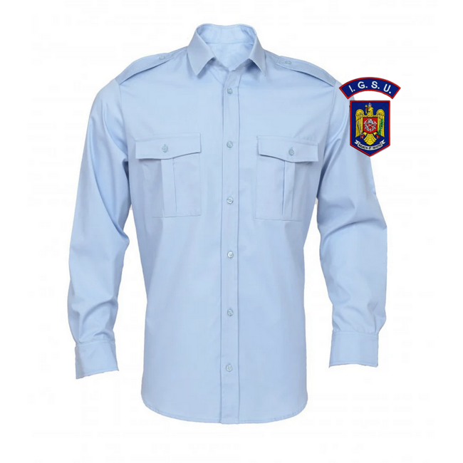 LONG SLEEVE BLOUSE SHIRT WITH POCKETS AND EPAULETS - MENS - BLUE - FIREFIGHTERS-I.G.S.U. 