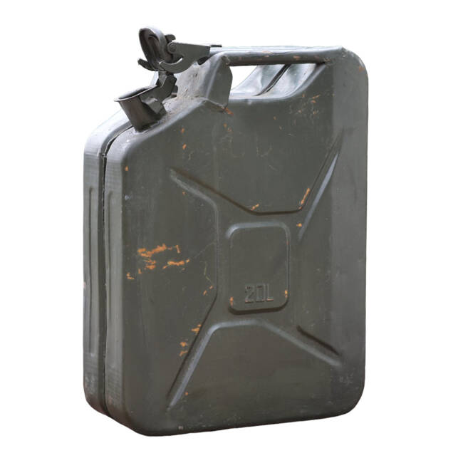 METAL JERRY CAN CANISTER - 20 L - MILITARY SURPLUS ROMANIAN ARMY - GOOD CONDITION