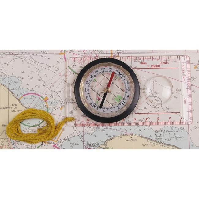 Map Compass, plastic body, magnifier, measuring device