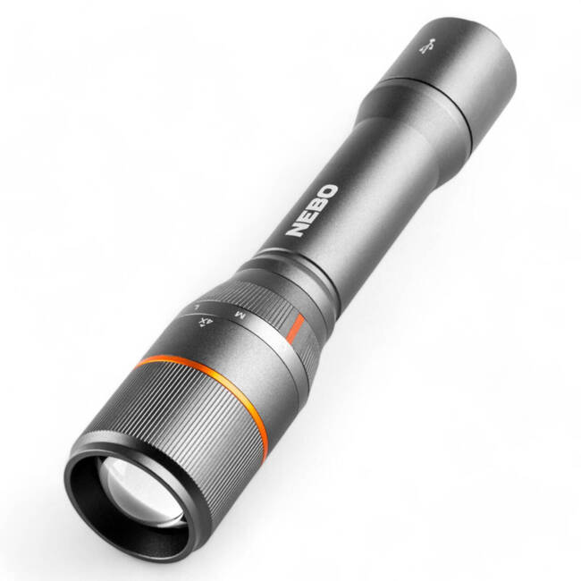 Nebo Davinci 2000 LED flashlight NEB-FLT-0020-G, battery, 2000lm, 3 brightness steps, flashing light, zoom, aluminum, IP67, grey