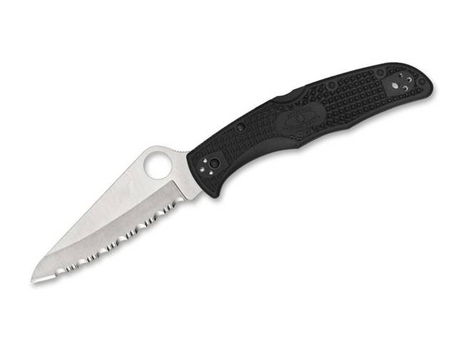 PACIFIC SALT 2 SERRATED POCKET KNIFE - BLACK - SPYDERCO