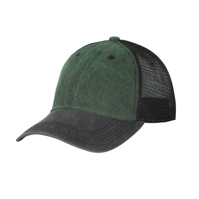 PLAIN TRUCKER CAP - WASHED COTTON - Helikon-Tex® - WASHED DARK GREEN/WASHED BLACK