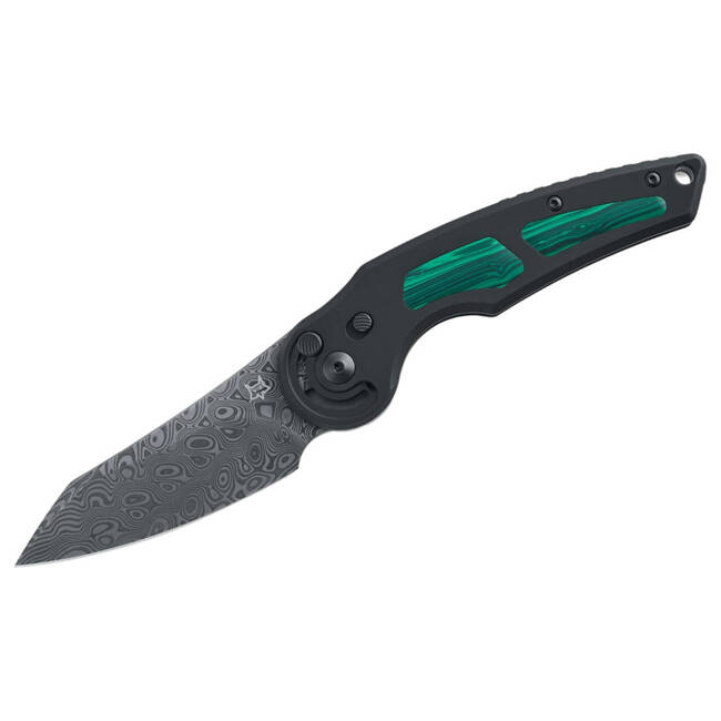 POCKET KNIFE JUPITER TITANIUM MALACHITE DAMASCUS - FOX KNIVES