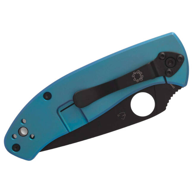 POCKET KNIFE Tenacious R.I.L. Blue Titanium Black Blade PlainEdge - SPYDERCO