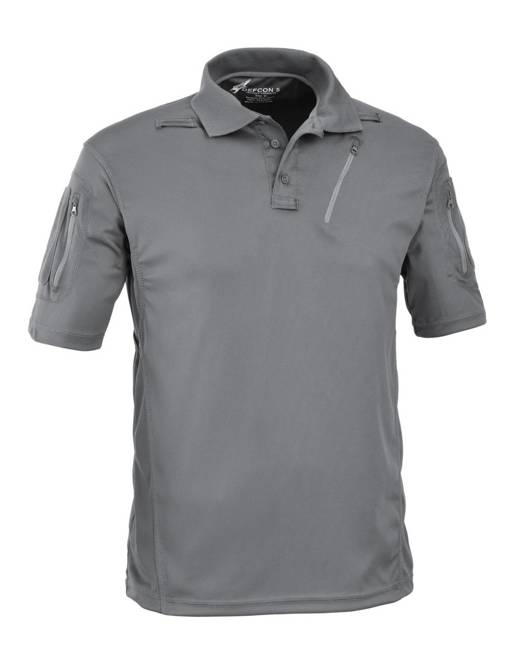 POLO T-SHIRT WITH POCKETS - "ADVANCED TACTICAL" - DEFCON 5® - WOLF GREY