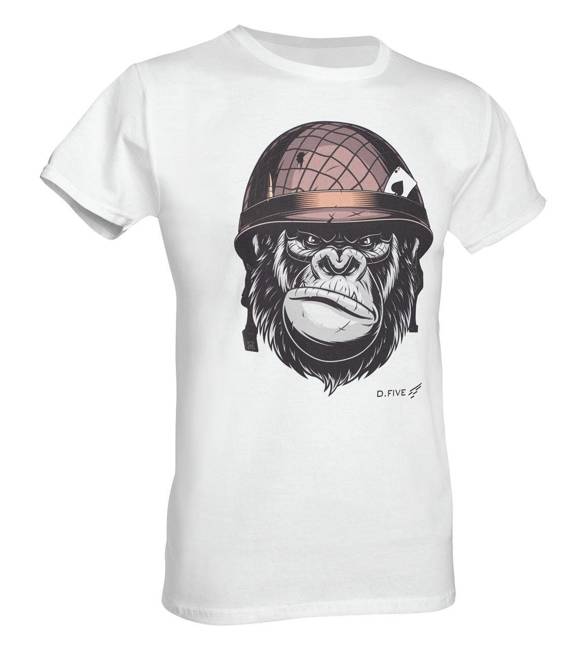 PRINTED T-SHIRT - MONKEY WITH HELMET - D.FIVE - WHITE