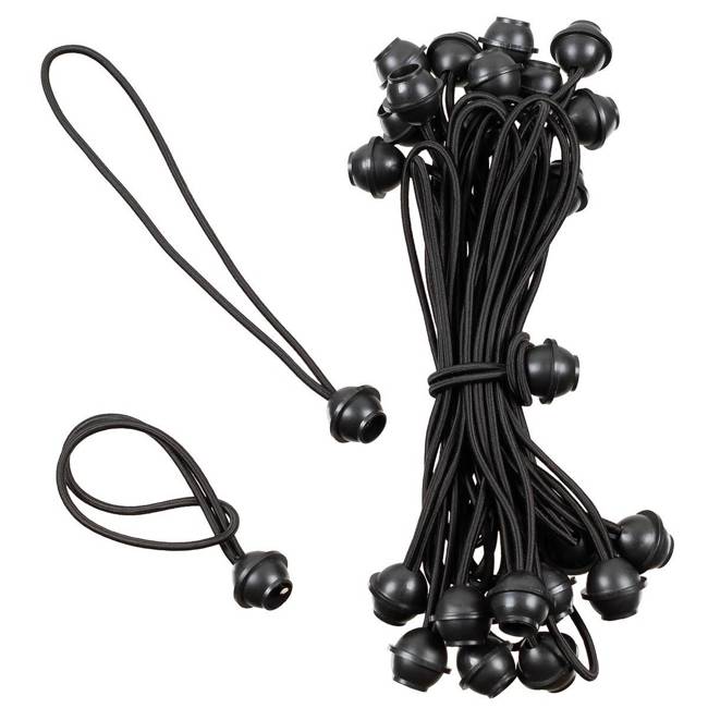 RUBBER TENSIONER WITH BALL - 25-PACK - MFH® - BLACK