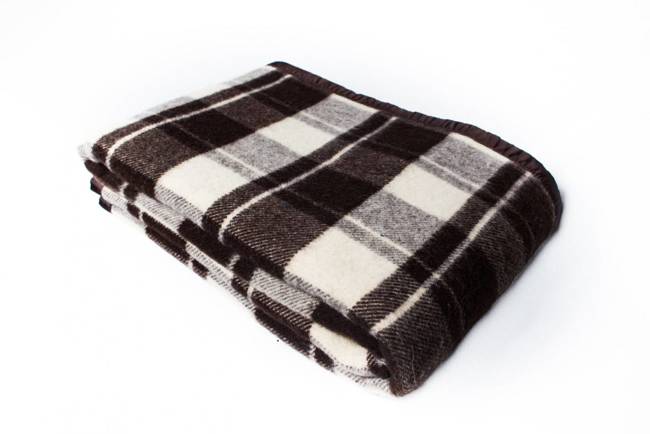 Romanian wool blanket, 140x200cm, brown - beige natural 