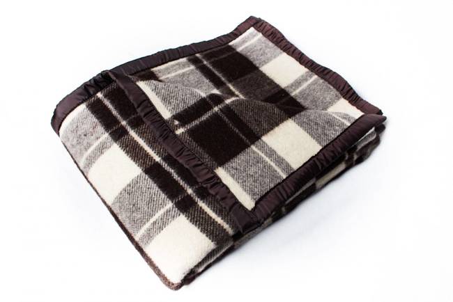 Romanian wool blanket, 140x200cm, brown - beige natural 