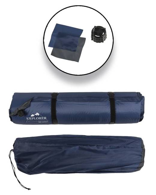 SELF INFLATABLE THERMO MAT - "EXPLORER" - 200 x 66 x 10 CM - Mil-Tec® - DARK BLUE